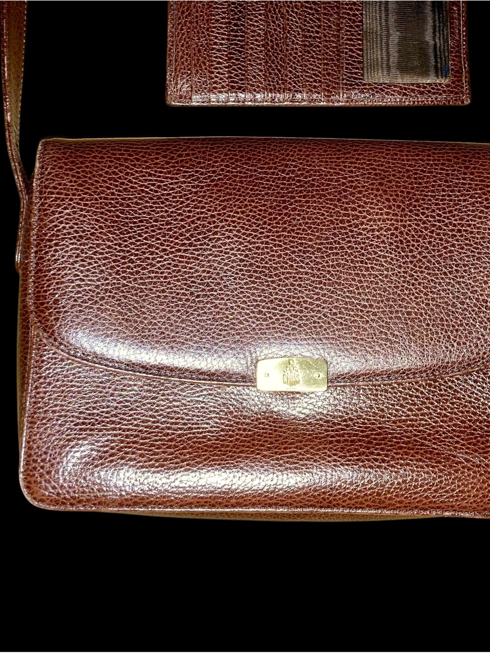 Mark Cross Chocolate Leather Pebbled Shoulder Bag & Wallet Set - Picture 3 of 14